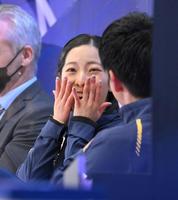 　ペアＳＰで歴代５位となる高得点に驚く三浦璃来（撮影・伊藤笙子）