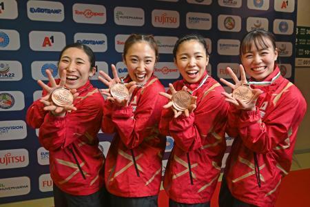 日本女子「銅」、男子５位世界トランポリン団体決勝