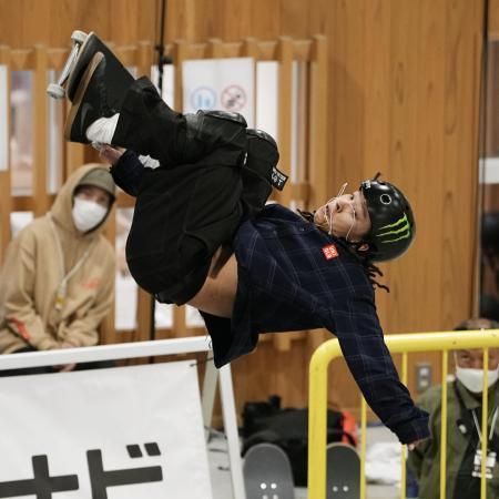 　男子パーク予選　１位の平野歩夢＝村上市スケートパーク