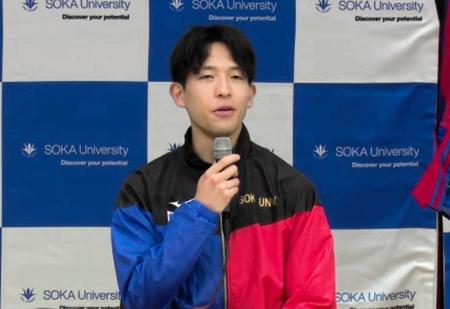 　オンライン会見で意気込みを語った創価大・嶋津