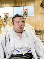 　リモートで優勝一夜明け会見を行った貴景勝（日本相撲協会提供）