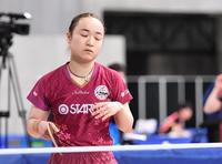 　女子シングルス６回戦で敗退した伊藤美誠（撮影・開出牧）