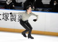 　公式練習に参加した織田信成（撮影・國島紗希）