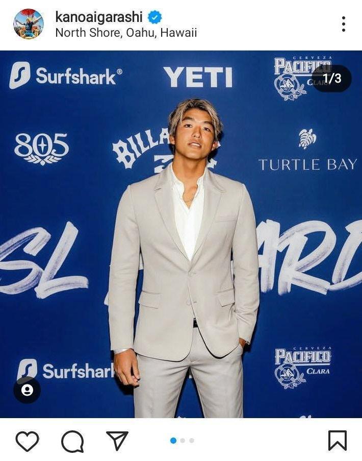 五十嵐カノアのインスタグラム＠ｋａｎｏａｉｇａｒａｓｈｉより