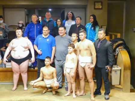 ウクライナ選手らが稽古　白鵬杯前日、宮城野部屋で