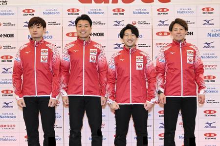 　世界選手権に挑む男子日本代表のＳＣ軽井沢ク、（左から）柳沢李空、山口剛史、山本遵、小泉聡　（Ｃ）ＪＣＡ　ＩＤＥ