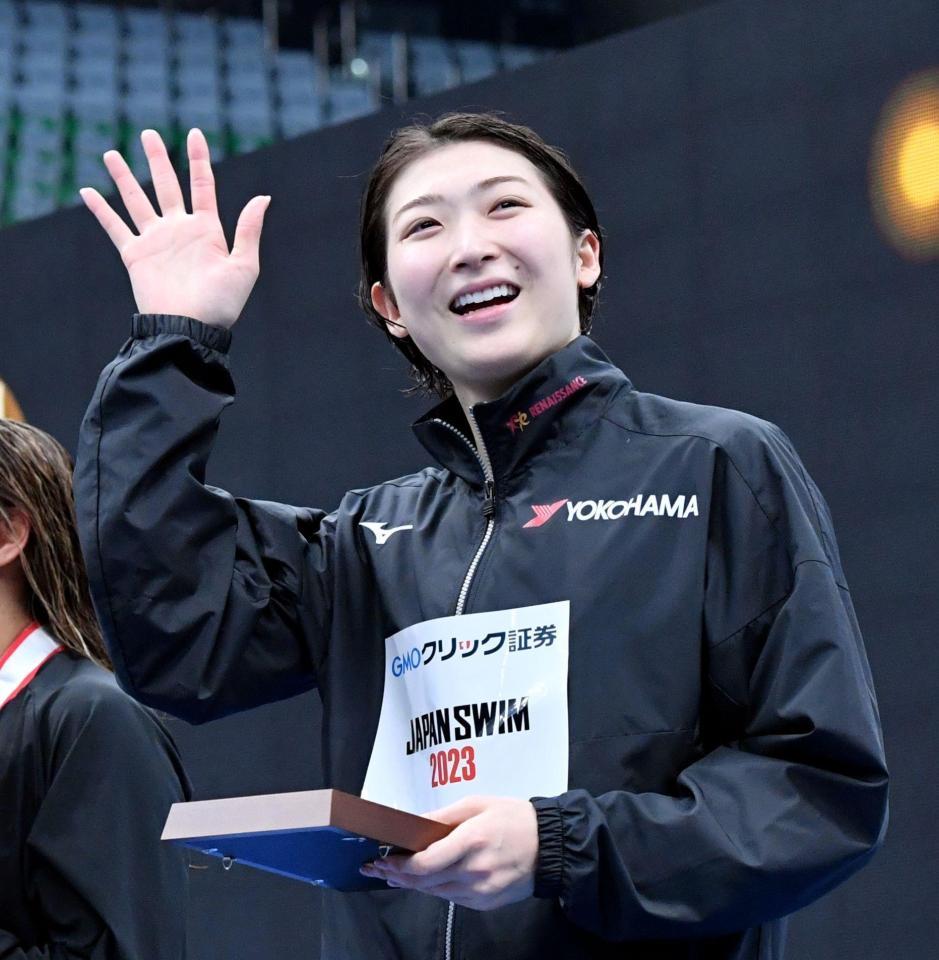 　女子５０ｍバタフライで優勝した池江璃花子（撮影・佐々木彰尚）