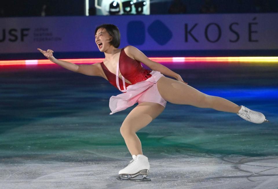 　会場を沸かせる坂本花織（撮影・佐々木彰尚）