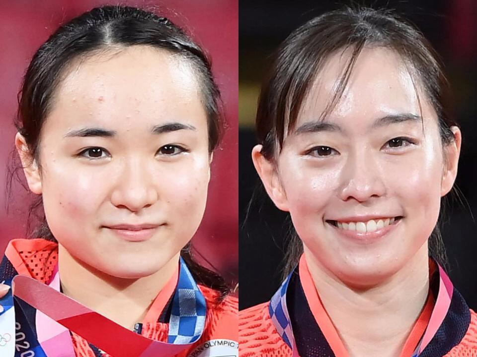 　伊藤美誠（左）と石川佳純