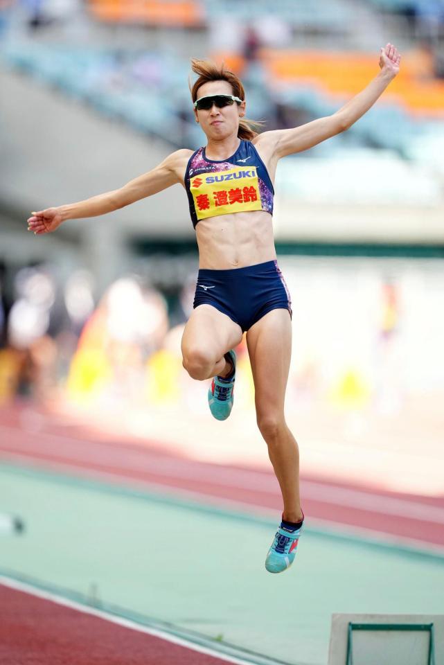 　６メートル７５で優勝した秦澄美鈴