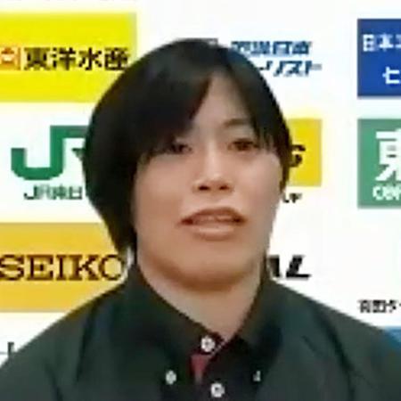 　オンラインで取材に応じる女子７８キロ級の浜田尚里＝４月２６日