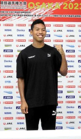 　日本選手権へ意気込むサニブラウン・ハキーム＝大阪市内