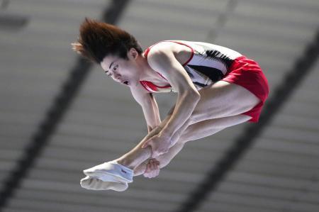 　男子決勝　西岡隆成の演技＝国立代々木競技場