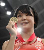 　女子５３キロ級で優勝し、世界選手権代表に内定した藤波朱理（撮影・伊藤笙子）