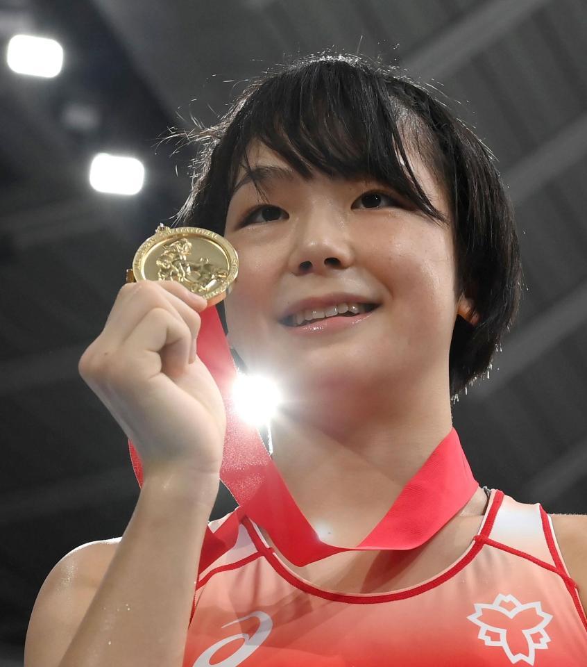 　女子５３キロ級で優勝し、世界選手権代表に内定した藤波朱理（撮影・伊藤笙子）