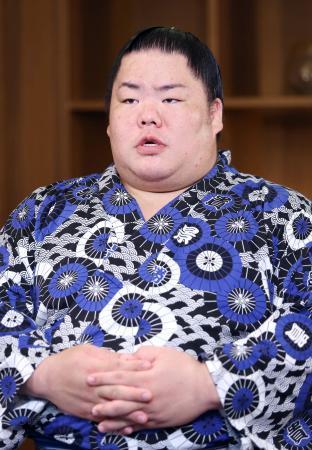 　名古屋場所に向け意気込みを語る大栄翔＝２７日、名古屋市（代表撮影）