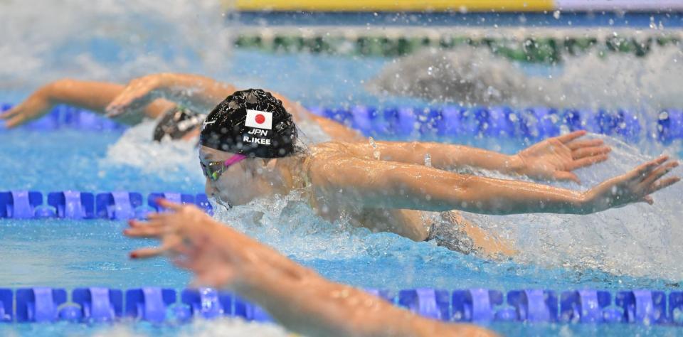 　女子１００メートルバタフライで予選落ちとなった池江璃花子（撮影・中田匡峻）