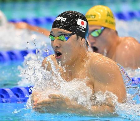 　男子４００メートル個人メドレー決勝で銅メダルを獲得した瀬戸大也（撮影・中田匡峻）