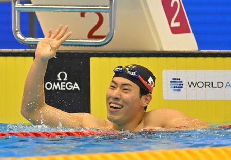 　男子２００メートルバタフライ決勝で銅メダルを獲得した本多灯（撮影・中田匡峻）