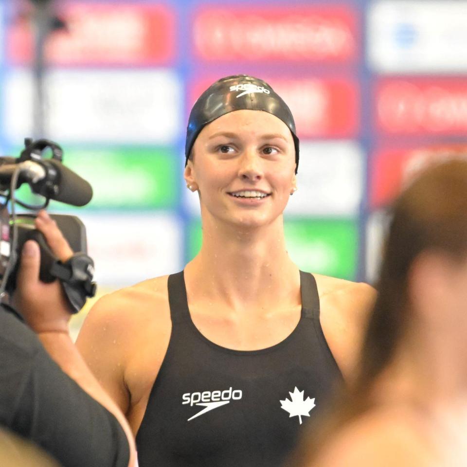 　女子２００メートルバタフライ決勝、金メダルを獲得したサマー・マッキントッシュ（撮影・中田匡峻）