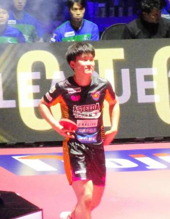 　Ｔリーグ開幕戦で２勝を挙げ、琉球を勝利に導いた張本智和