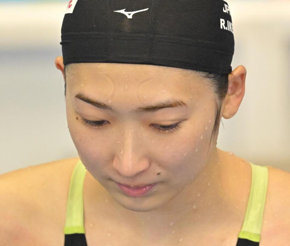 　女子５０メートルバタフライ決勝、７位に終わった池江璃花子（撮影・中田匡峻）