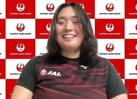 　オンラインで取材に応じる陸上女子やり投げの北口榛花＝７日