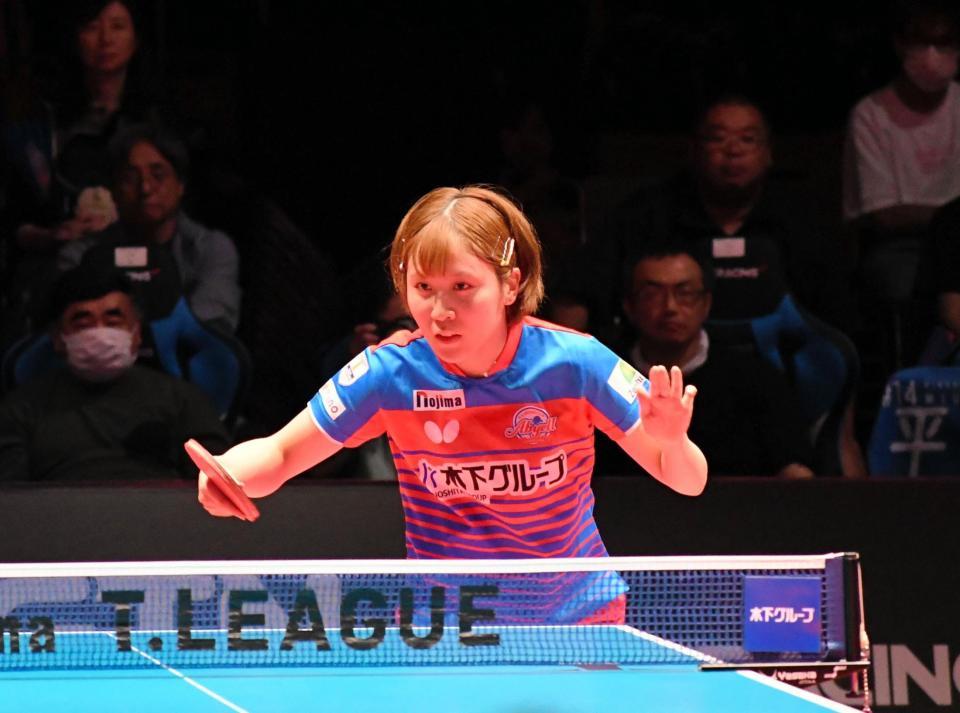 　第４試合で白星を挙げ、チームを勝利に導いた平野美宇