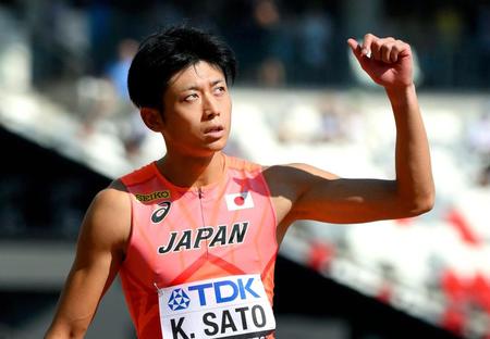 　男子４００メートル予選、日本新記録で準決勝進出を決めた佐藤拳太郎