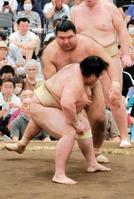 　申し合いをする高安