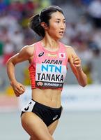 　女子５０００メートル予選　14分37秒98の日本新記録で決勝進出を決めた田中希実