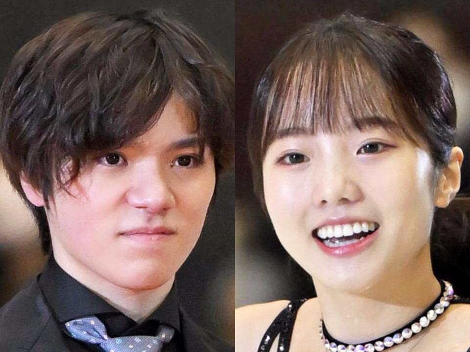 宇野昌磨（左）と本田真凜