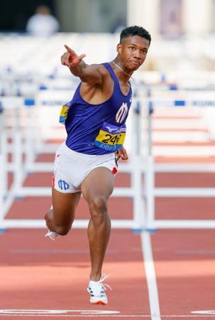 村竹が日本タイ記録で優勝　１１０ｍ障害、学生陸上