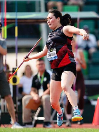 　女子やり投げを制した北口＝ユージン（ゲッティ＝共同）