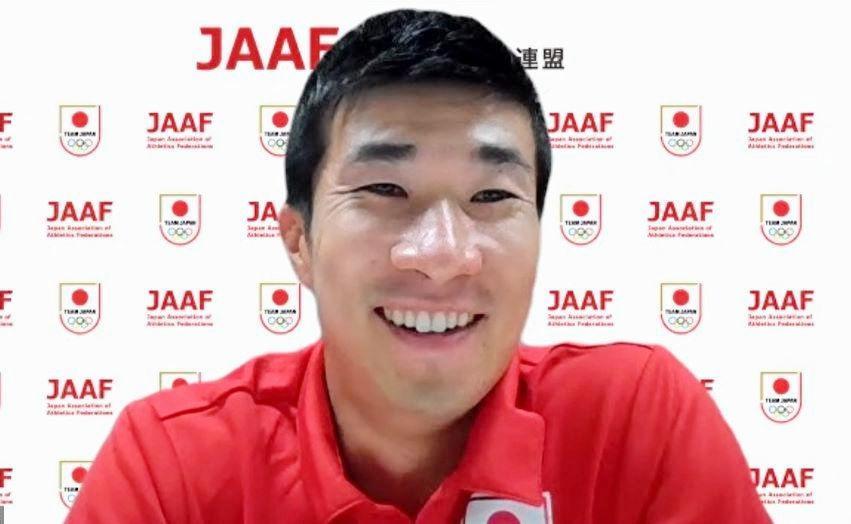 　アジア大会結団式後にオンライン取材に応じた桐生