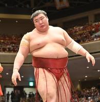 　大栄翔に敗れ、２敗目となった熱海富士（撮影・西岡正）