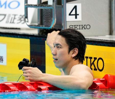 　男子２００メートル自由形決勝　１分４２秒５０で優勝した松元克央＝東京アクアティクスセンター