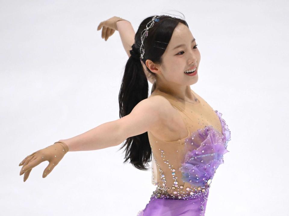 　９年連続の全日本切符を手にした本田真凜のフリー演技（撮影・佐々木彰尚）