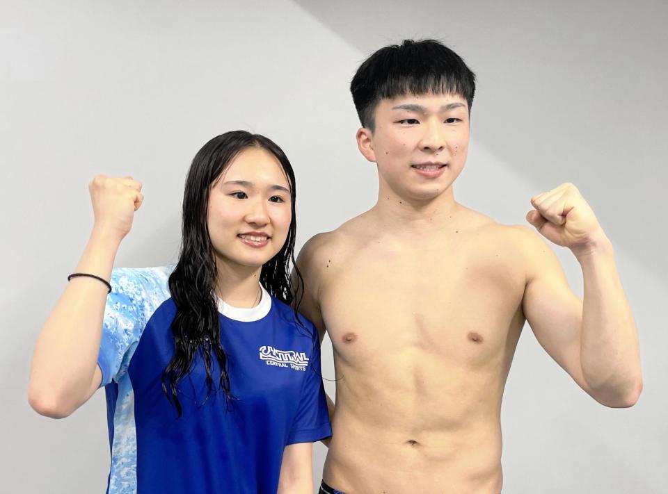 　２月にドーハで行われる世界選手権へ向けて意気込む金戸凜（左）と兄の快