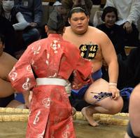 　初日白星を挙げた大の里（撮影・和田康志）