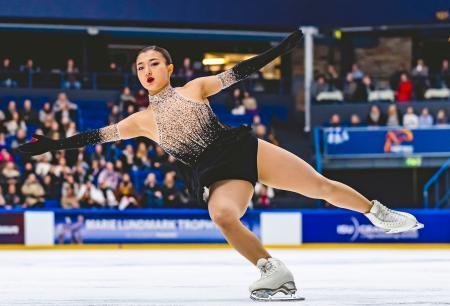 　女子で優勝した坂本花織の演技＝エスポー（ＩＳＵ提供・ゲッティ＝共同）