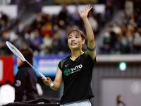 　１回戦で勝利した奥原希望