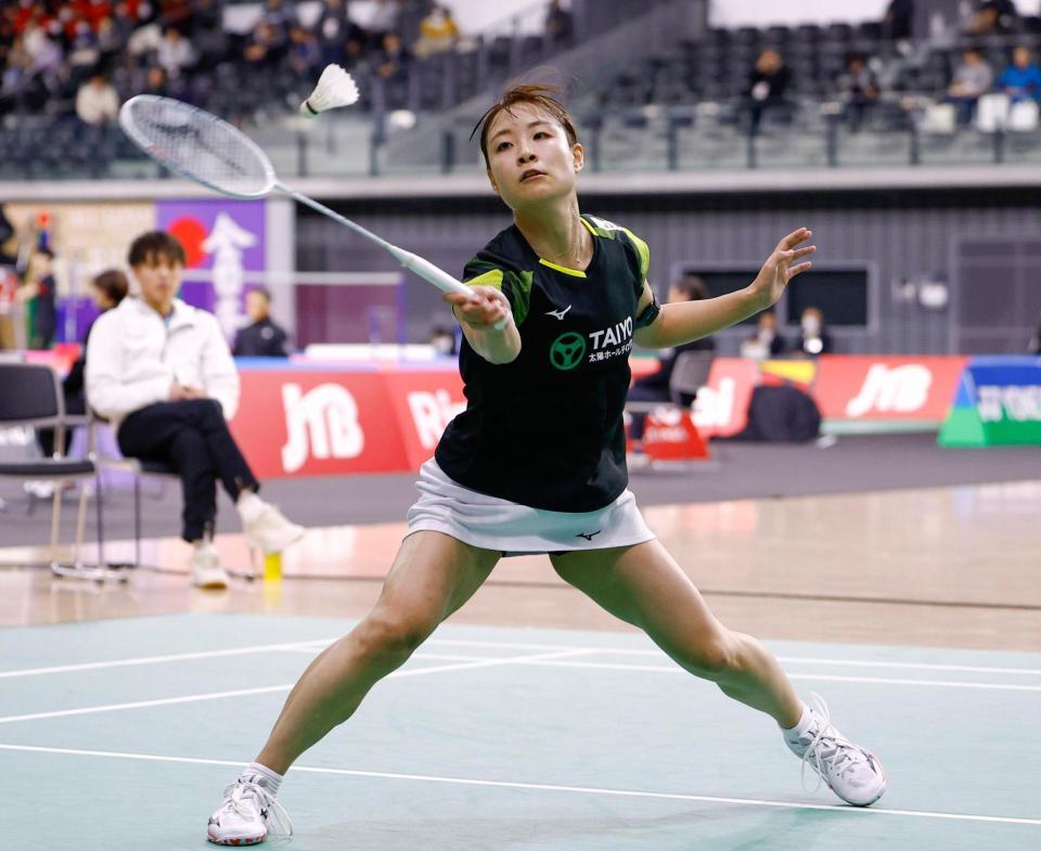 　１回戦で勝利した奥原希望