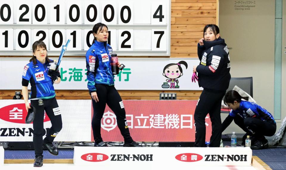 　中部電力に敗れたロコ・ソラーレの選手たち（代表撮影）