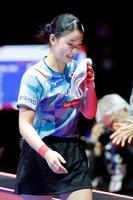 　香港戦の第１試合で勝利し、笑顔の張本美和