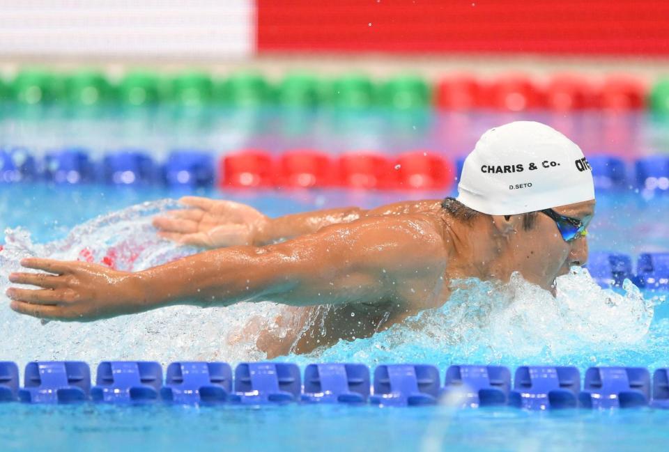 　男子２００メートルバタフライ予選に出場した瀬戸大也（撮影・堀内翔）