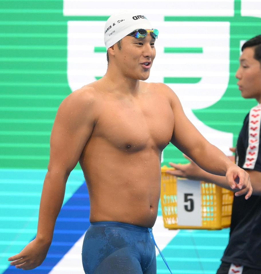 　男子２００メートルバタフライ予選を終えた瀬戸大也（撮影・堀内翔）