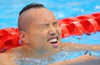 　男子５０Ｍ自由形予選を終えた塩浦慎理（撮影・吉澤敬太）