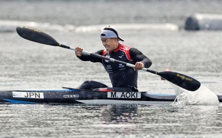 　男子カヤックシングル１０００メートル決勝　５位だった青木瑞樹＝海の森水上競技場