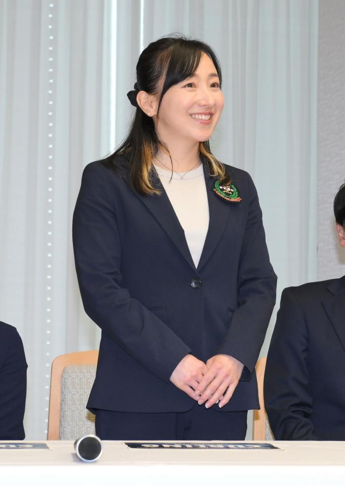 　「日本カーリング選手権大会　横浜２０２５」開催発表記者会見にＪＣＡアスリート委員長として出席した藤沢五月（撮影・伊藤笙子）